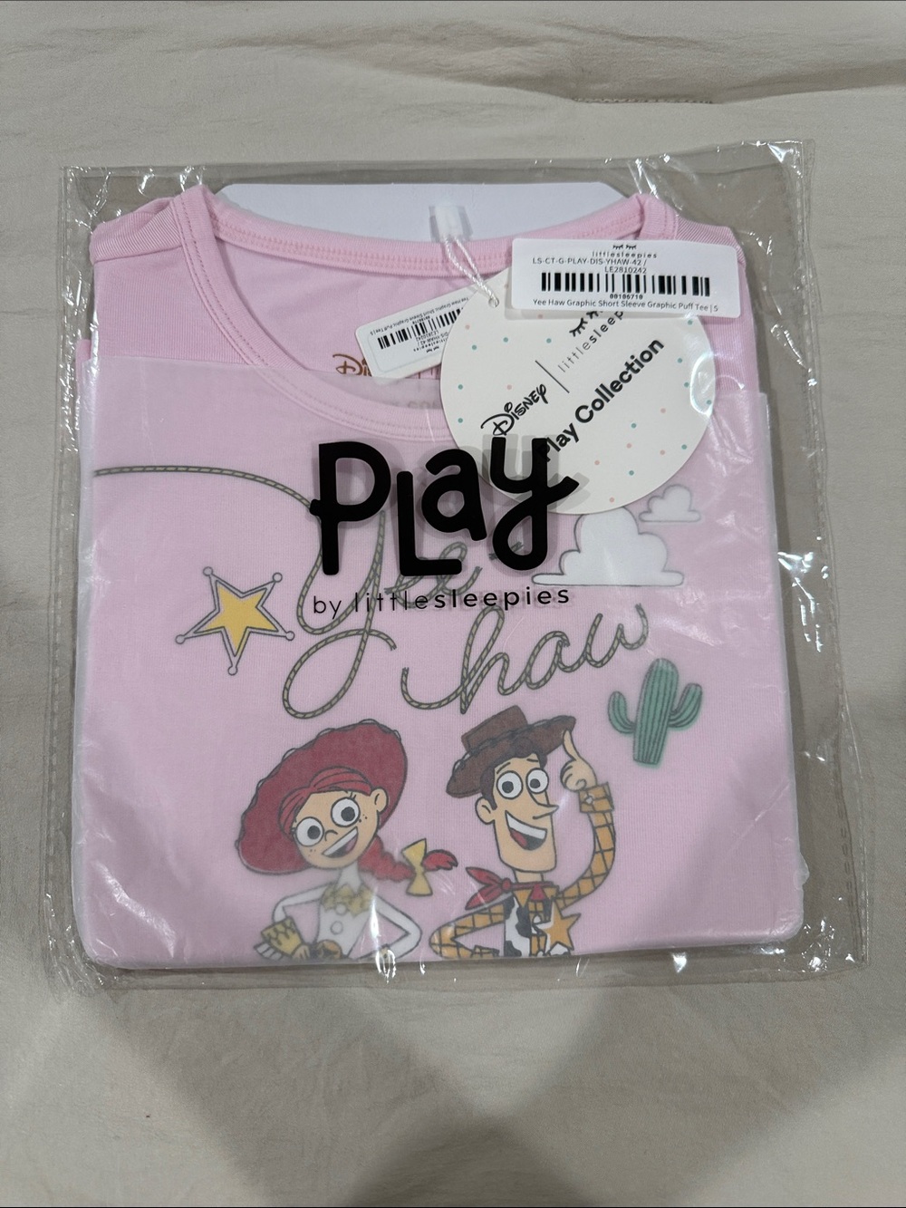 Little Sleepies Pink Toy Story Play Short Sleeve Kids Tee